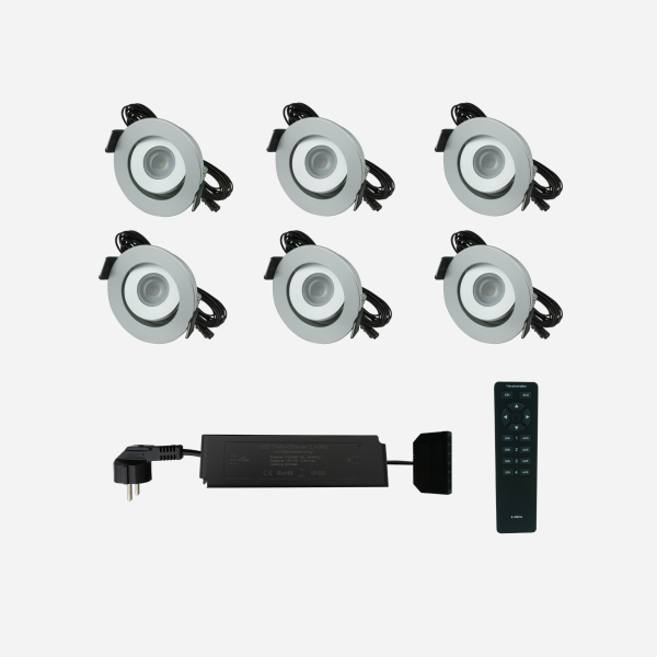FLEX 3Watt Komplettset mit schwenkbaren Mikroeinbaustrahlern (1-4 Zonen) Aluminium&rund