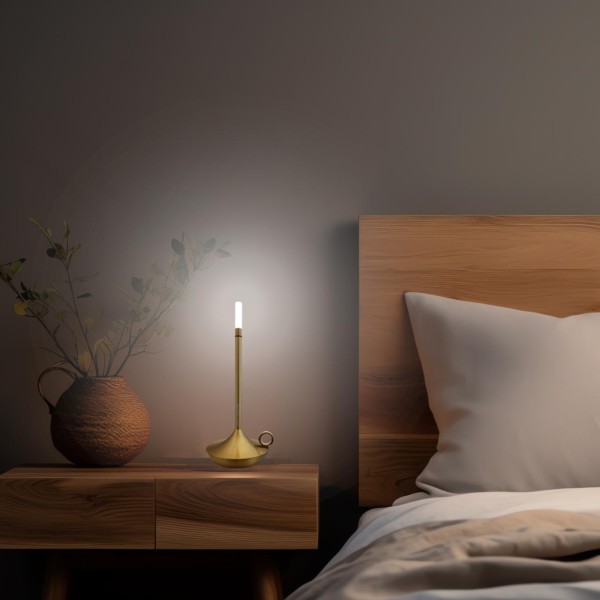 Tischlampe Kerzendesign gold, Licht-warmweiss, dimmbar TL4g