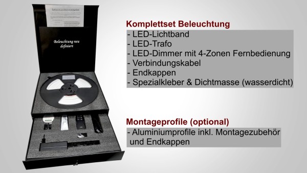 Exkluline® Profi LED Lichtschienensystem IP65–wetterfeste,dimmbare Außenbeleuchtung für Überdachunge